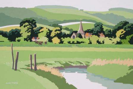 ALAN TYERS - water meadows, amberley, the south downs