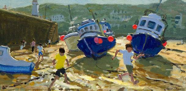 British Print Artist Andrew Macara - Kids and Boats