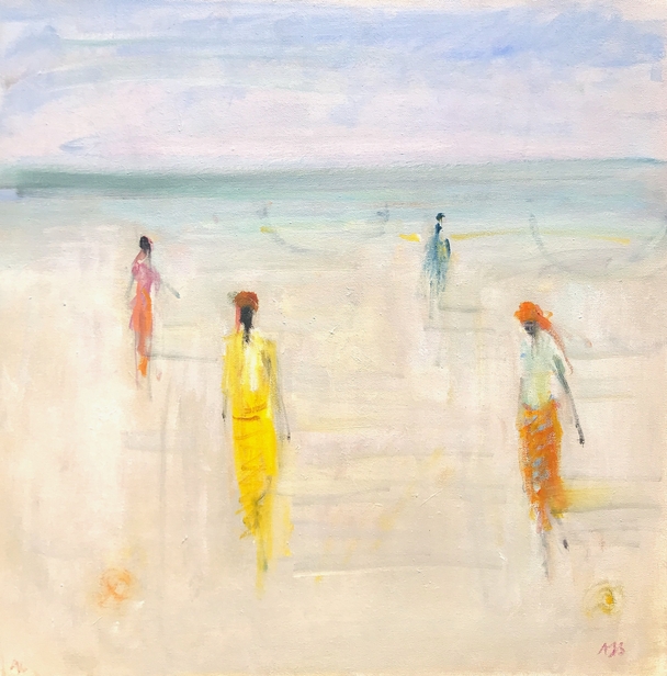Four Figures on the Beach
