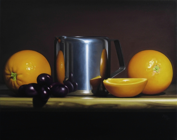 ANTHONY ELLIS - still life with tankard and oranges