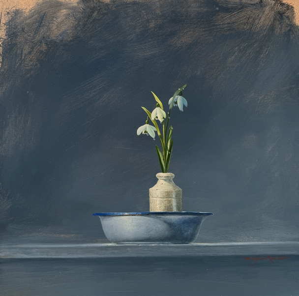 Three Snowdrops and a Tin Bowl