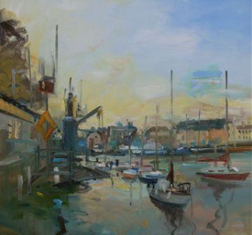 DAVID ATKINS - harbour on an autumn evening