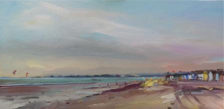 Kite surfers and Beach Huts