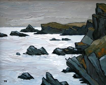 DAVID BARNES - the incoming tide near porth dafarch
