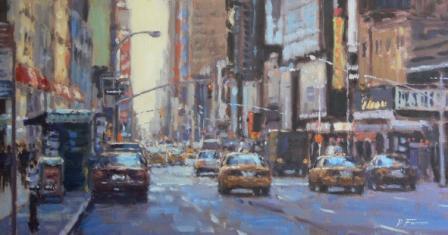 DAVID FARREN - yellow cabs on broadway, late afternoon