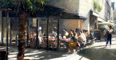 British Artist DOUGLAS GRAY - Ladies at Lunch, Paris