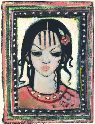 ENDRE RODER - lady with flower in her hair