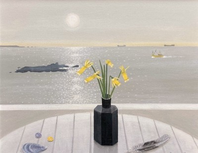 Black Vase and Sea Shells