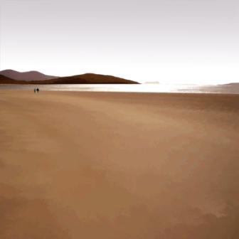 Ian Ledward - Harris Light with Walkers on the Beach