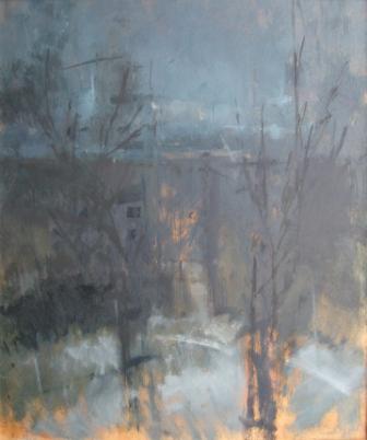 Garden at Night in Snow