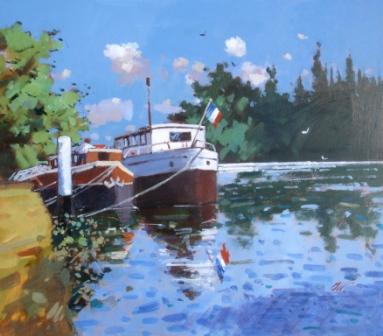 Barges, Port St. Nicholas.  Seine