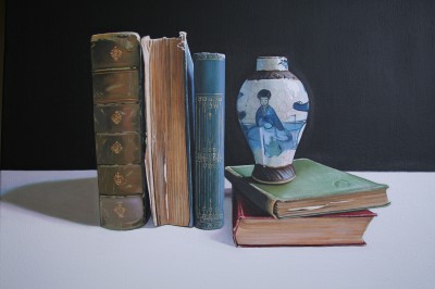 JANE CRUICKSHANK - still life with books and chinese pot