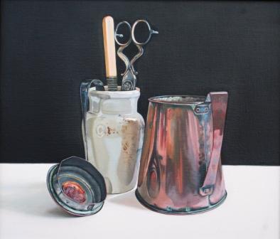 JANE CRUICKSHANK - copper pot and stoneware jar