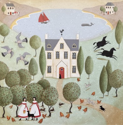 British Artist JANE WINTON - Red Sail in the Harbour