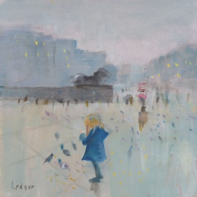 British Print Artist Janet Ledger - Feeding The Birds