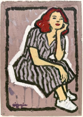 Model in a Stripey Dress