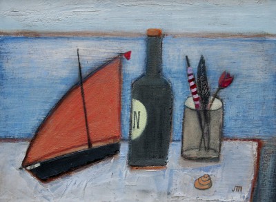 Still Life with Feather, Float and Flower