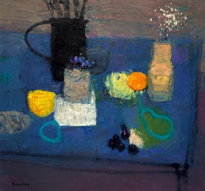 JOHN KINGSLEY - still life on a blue table