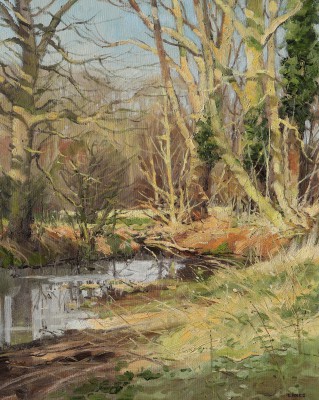British Artist JOHN LINES - Winters Pond