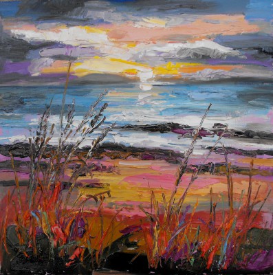 JUDITH BRIDGLAND - setting sun and grasses, ayr