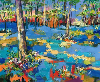 JUDITH BRIDGLAND - dappled sunlight on bluebells