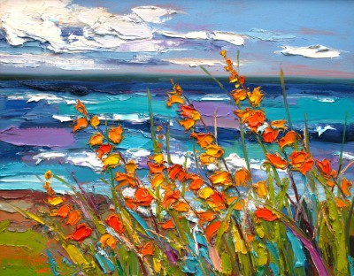 Montbretia under Fast-Moving Clouds