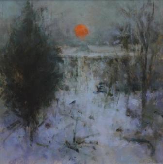 Winter Snow, Sun Setting