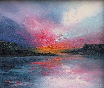 Scottish Artist LINDA PARK - Dappled Sun on Loch Bracadale, Isle of Skye