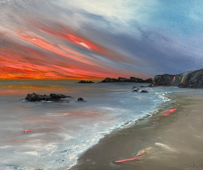 Setting Sun on the Rippling Tide, Clachtoll, Sutherland