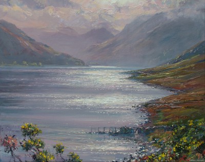 British Artist MARK PRESTON - October Sunlight, Crummock Water