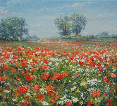 MARK PRESTON - blue skies and poppies, ednaston