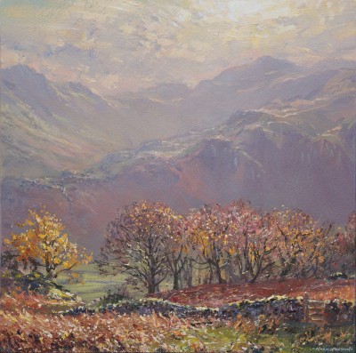 British Artist MARK PRESTON - Calm November Afternoon, Borrowdale Fells