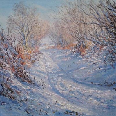British Artist MARK PRESTON - Clear Winter's Day, Brailsford