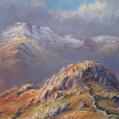 British Artist MARK PRESTON - Snow on Crinkle Crags