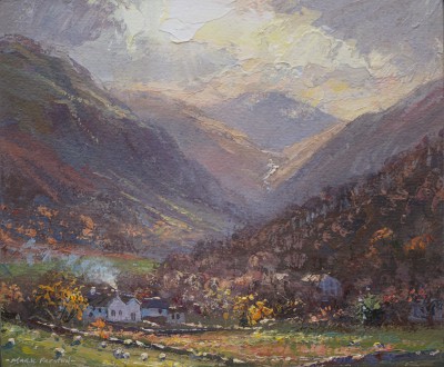 British Artist MARK PRESTON - Autumn Sunlight, Rosthwaite