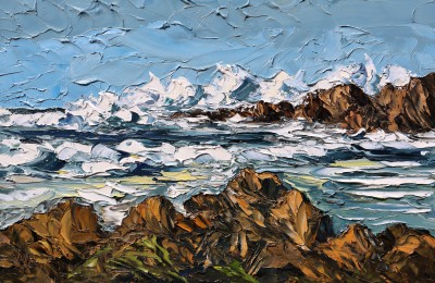 British Artist MARTIN LLEWELLYN - Crashing Waves, Pembrokeshire