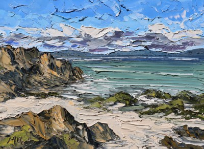 British Artist MARTIN LLEWELLYN - Rocky Beach, Iona
