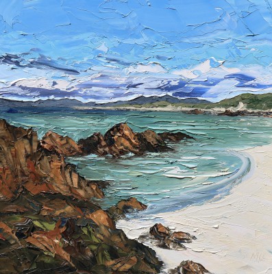 British Artist MARTIN LLEWELLYN - Sweeping Sand, Iona