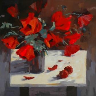 MARY DAVIDSON - poppies with red delicious