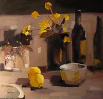 MARY DAVIDSON - still life with yellow apples