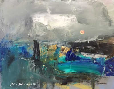 NAEL HANNA - moonlight over auchmithie, arbroath