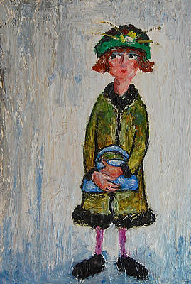 PAUL ROBINSON - lady with green hat contemplating