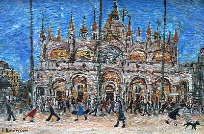 PAUL ROBINSON - lady walking dog across piazza san marco