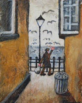 British Print Artist Paul Robinson - Arthur always liked to share his baguette