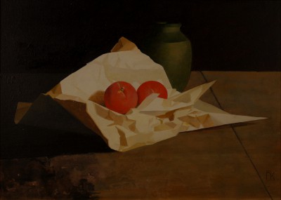 Red Fruit and Green Vase
