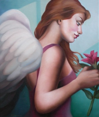 Angel with a Pink Flower
