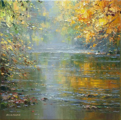 REX PRESTON - autumn colour, river derwent