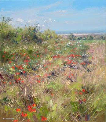 British Artist REX PRESTON - Wild Summer Flowers, Thornham, Norfolk