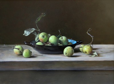Crab Apples in Blue and Black Dish