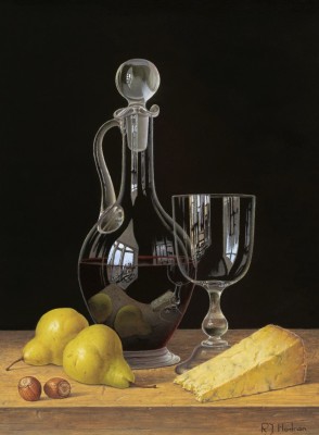 ROY HODRIEN - decanter of red wine with pears